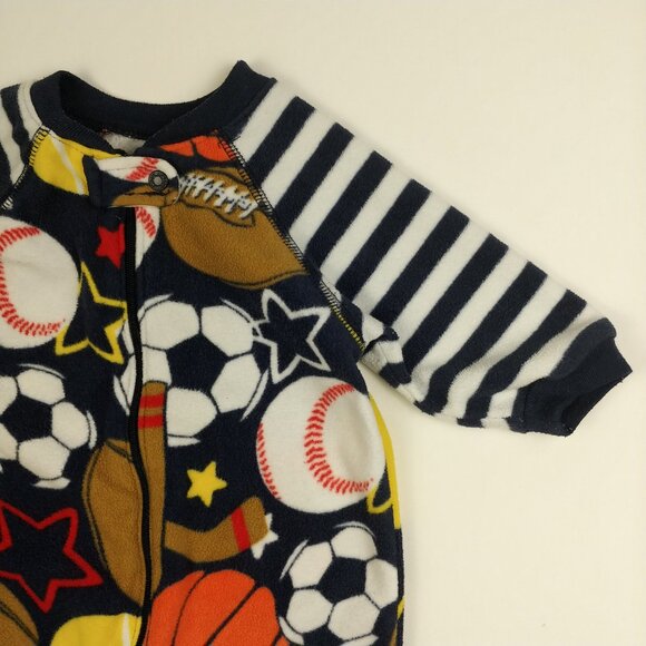 The Children's Place Ball Game Sports Pajama Fleece Footie 3-6 Months - Picture 3 of 11